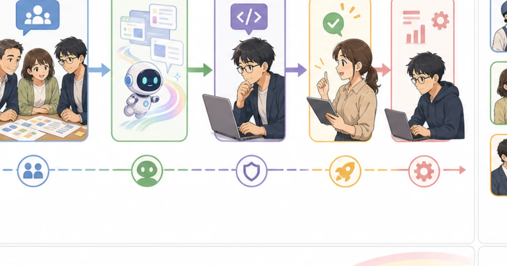 AI開発レビューで見るべきコード・権限・データの観点の実務上の判断ポイントを整理したソフトアニメ風図解