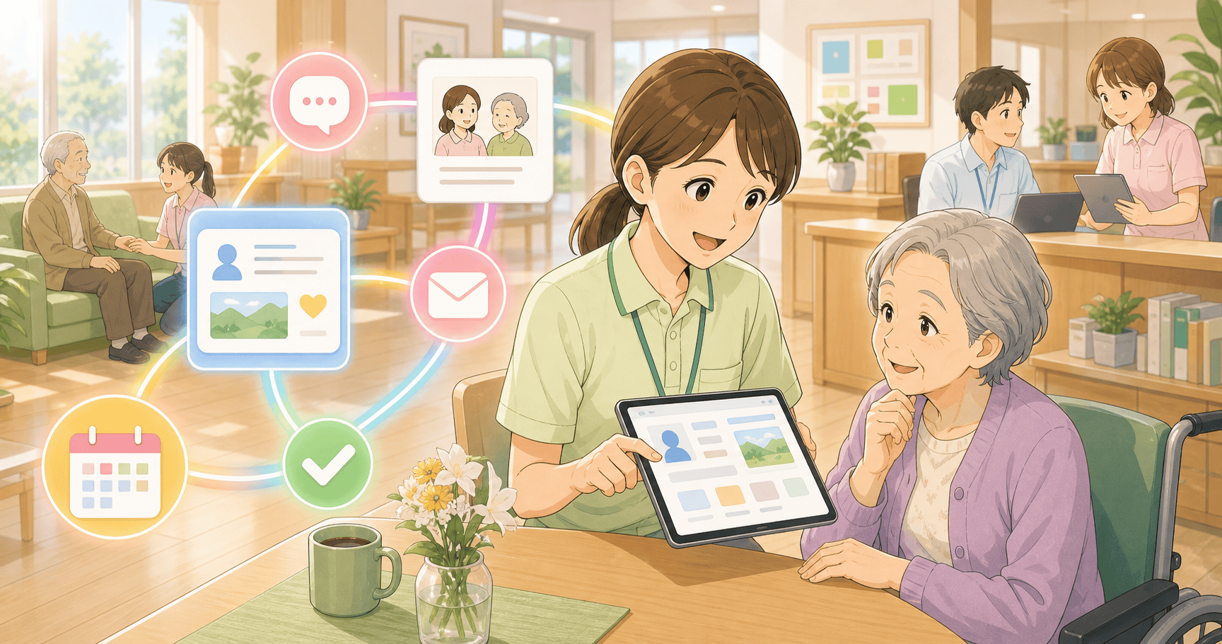 介護施設の家族連絡を効率化するのアイキャッチ
