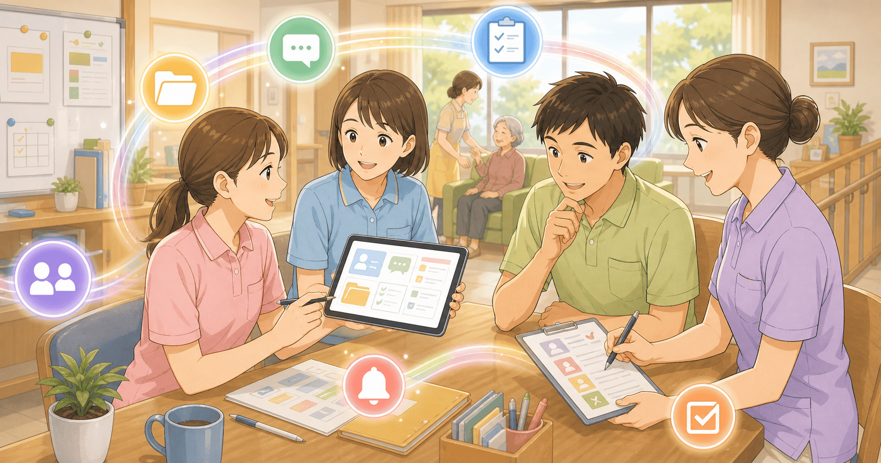 介護現場の情報共有をスムーズにするのアイキャッチ