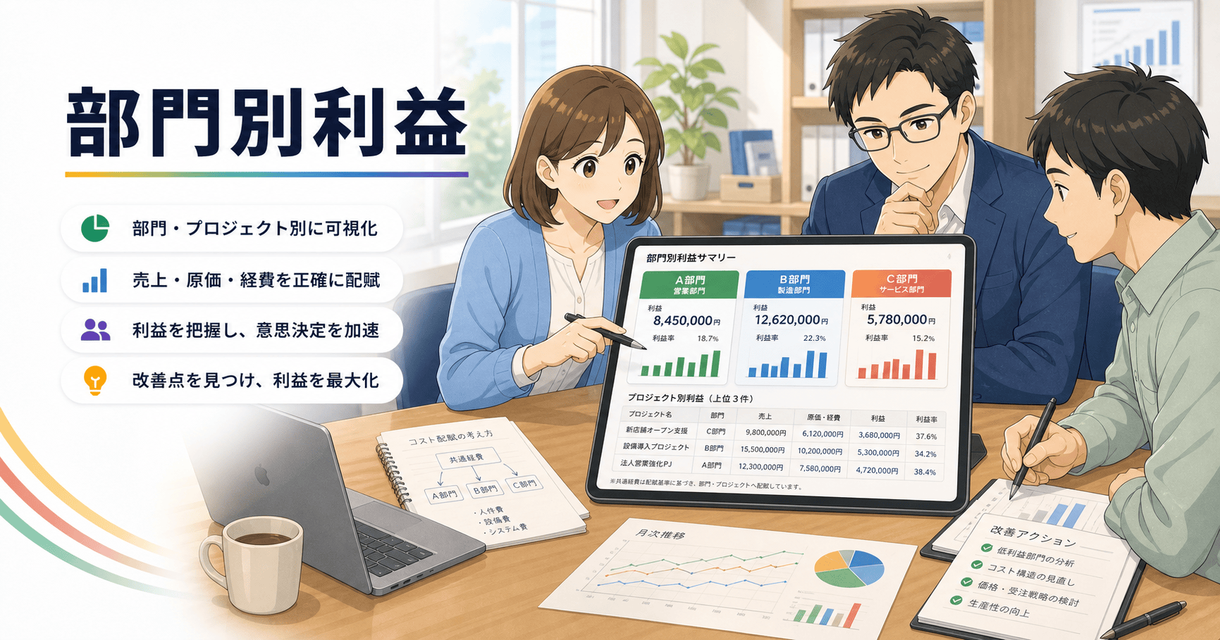 部門別・プロジェクト別に利益を把握する会計の工夫のアイキャッチ