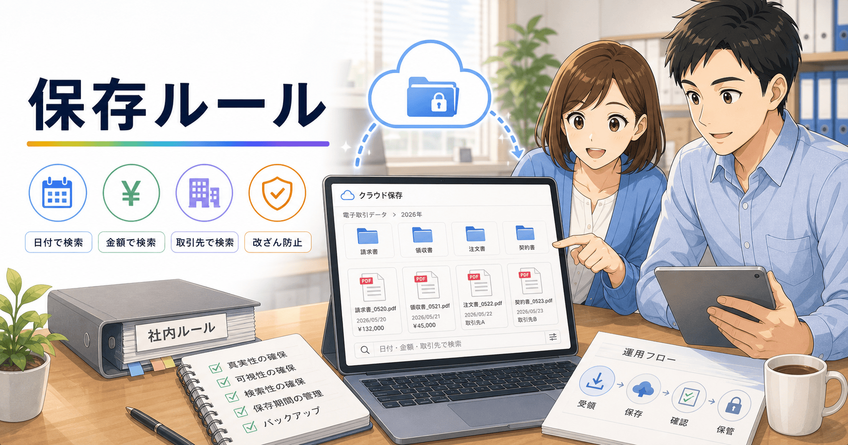 電子取引データの保存要件を満たす社内ルールのアイキャッチ