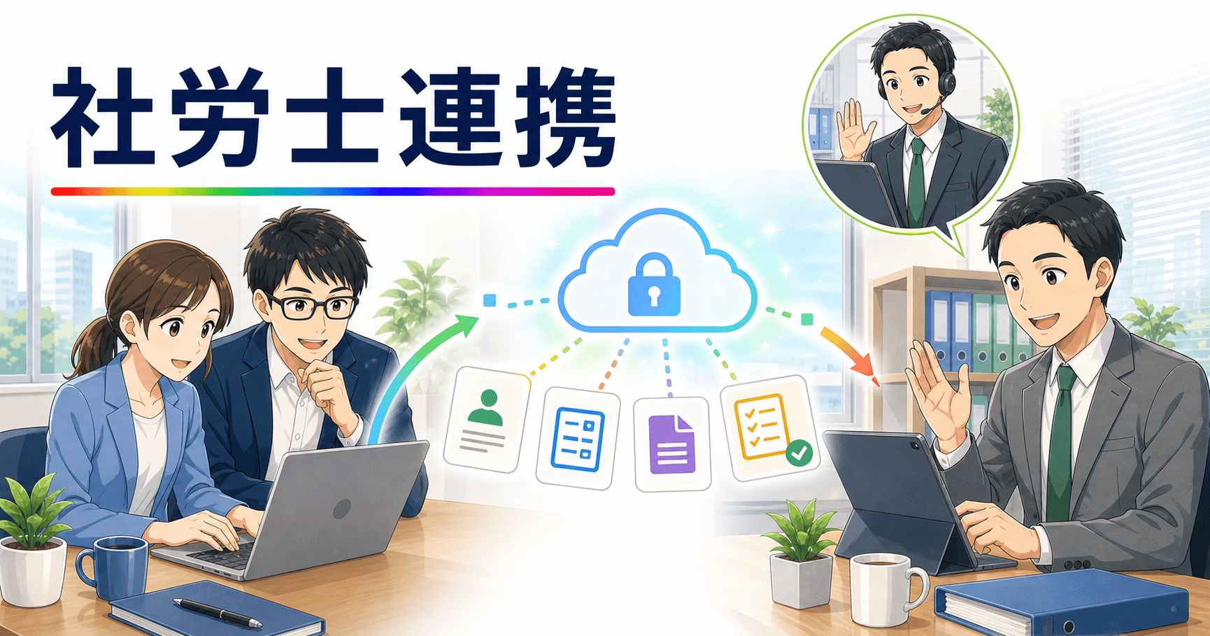 社労士とのデータ連携で手続きを速くするのアイキャッチ
