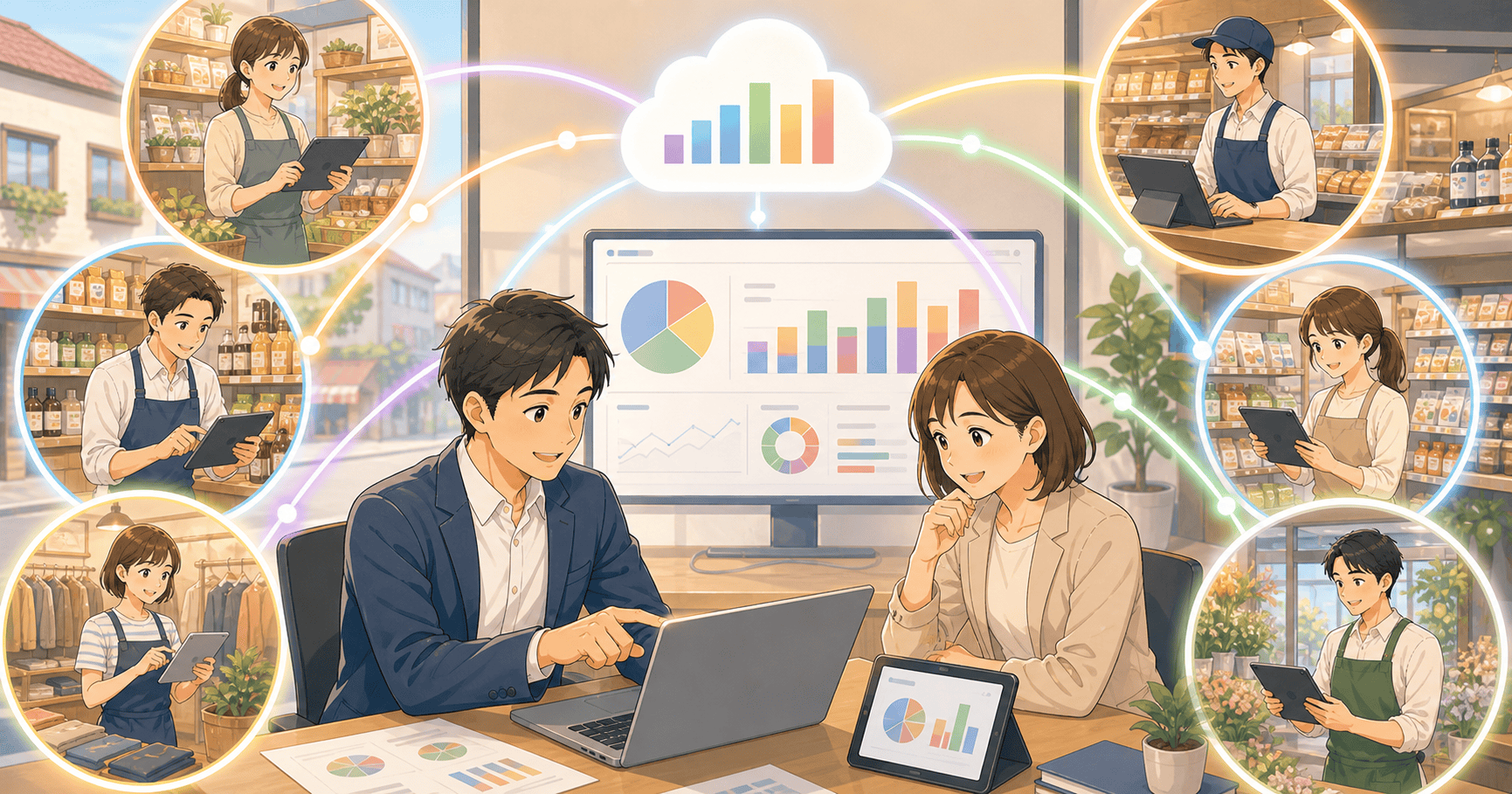 店舗の売上を本部でまとめて管理するのアイキャッチ
