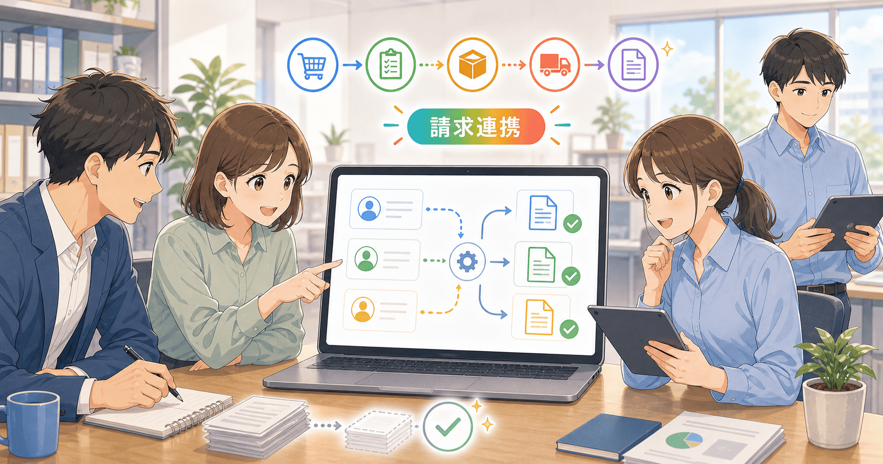 受注データを請求に自動反映して転記をなくすのアイキャッチ