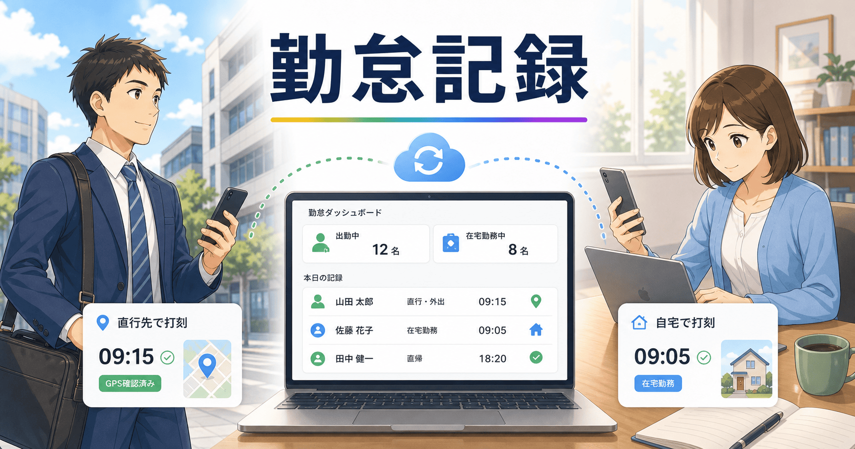 直行直帰やテレワークの勤怠を正しく記録するのアイキャッチ