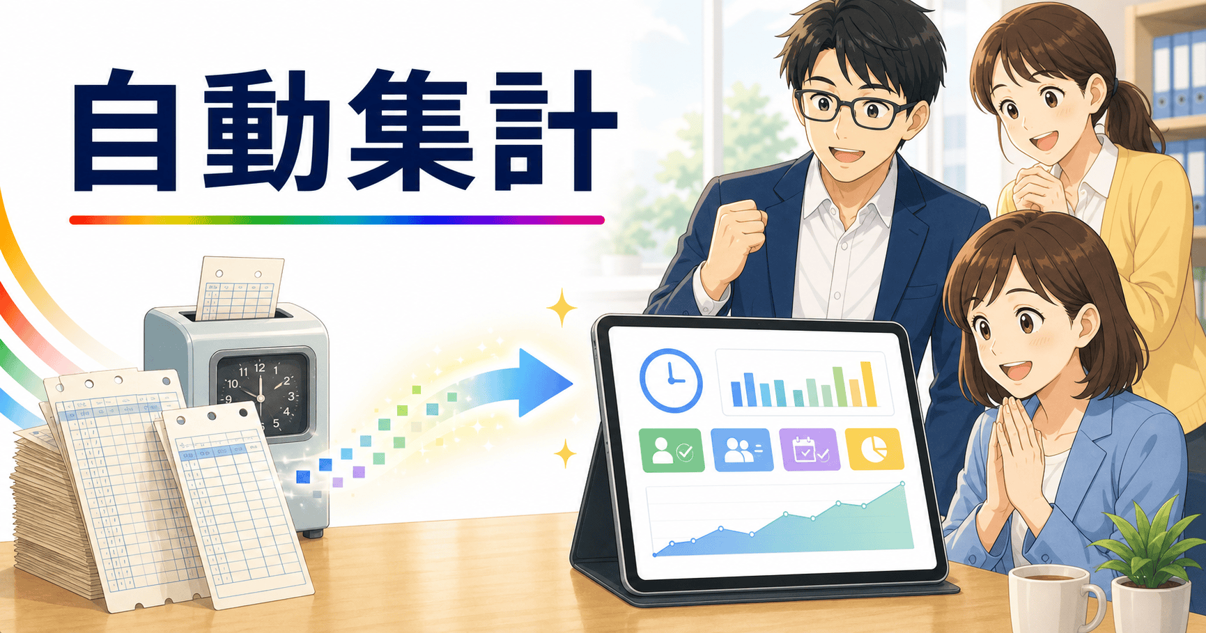 タイムカード集計の手作業をゼロにするのアイキャッチ
